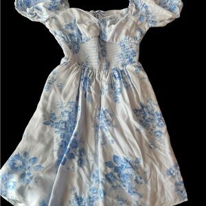 Hollister White Dress with Light Blue Floral Print
